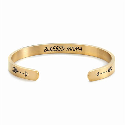 Blessed Mama Personalized Cuff Bracelet, Christian Bracelet For Women, Bible Verse Bracelet, Christian Jewelry