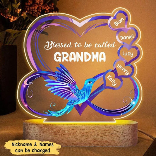 Blessed To Be Called Grandma Personalized Acrylic Plaque Led Lamp Night Light, Gift Idea For Mother's Day, Mother's Day Led Light, Mom Gift