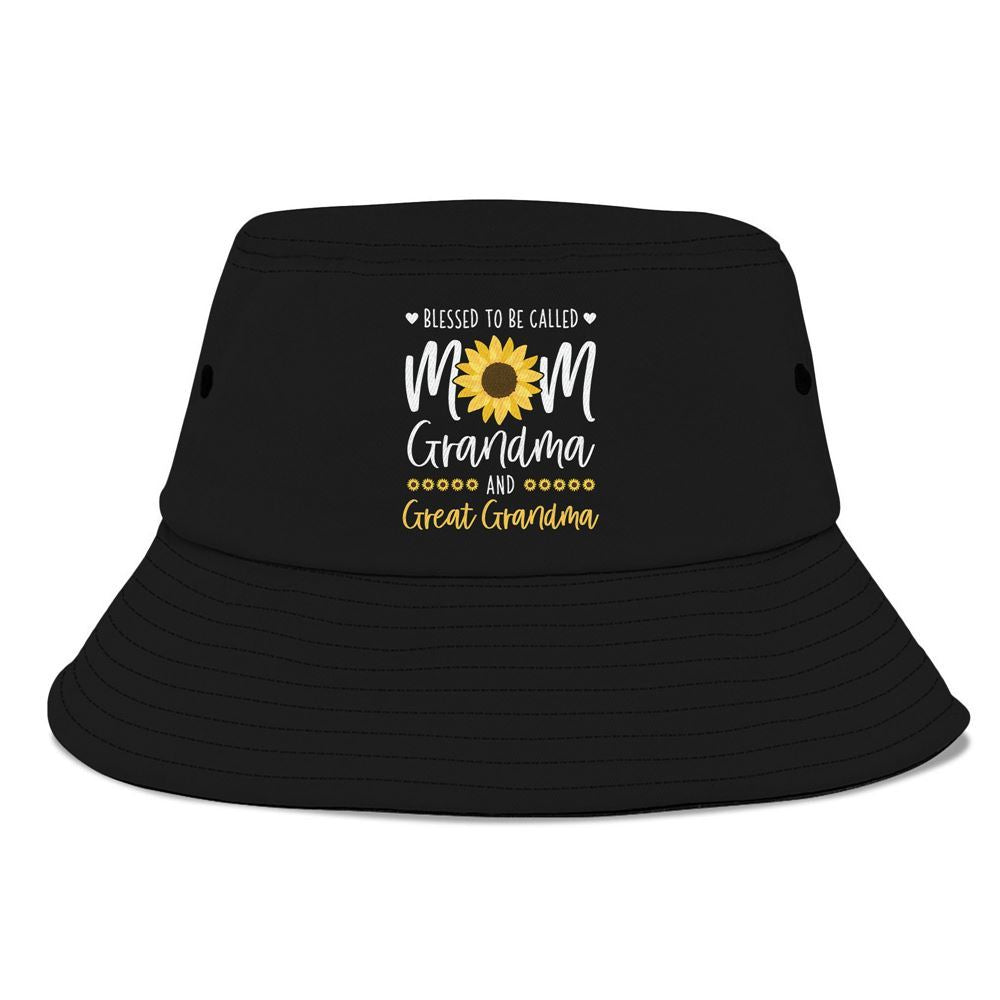 Blessed To Be Called Mom Grandma And Great Grandma Sunflower Bucket Hat, Mother's Day Bucker Hat, Mother's Day Gift, Women's Sun Hats