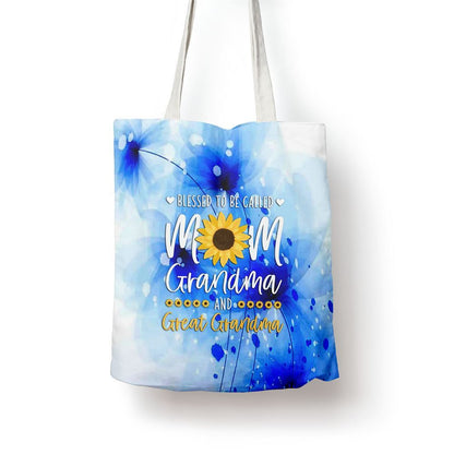 Blessed To Be Called Mom Grandma And Great Grandma Sunflower Tote Bag, Women Tote Bag, Canvas Tote Bag, Printed Tote Bag