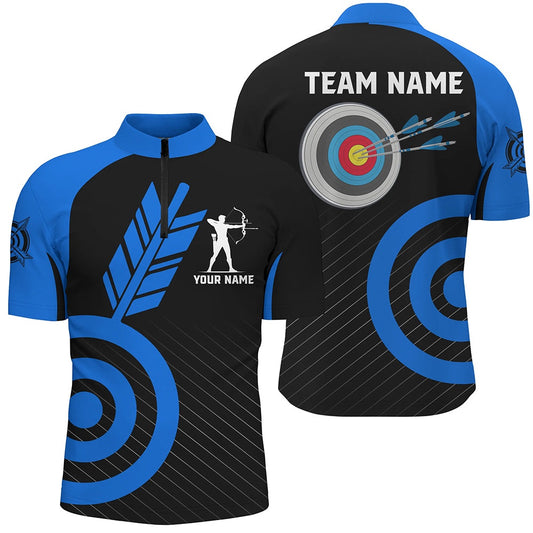 Blue Archery Jerseys For Men Custom Archery Quarter-Zip Shirts Team League Archery Shirts, Archery Team Shirts, Custom Archery Shirts