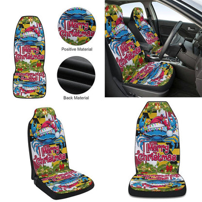 Blue Crab Merry Christmas Maryland Cars Seat Cover, Christmas Car Seat Covers, Car Decor Gift