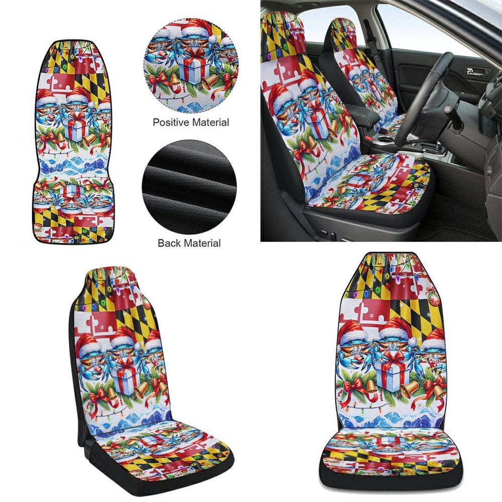 Blue Crabs Merry Christmas Maryland Cars Seat Cover, Christmas Car Seat Covers, Car Decor Gift