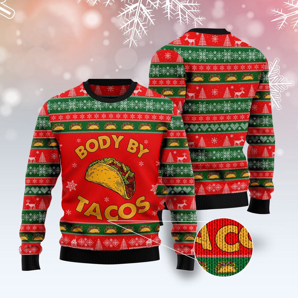 Body By Taco Ugly Christmas Sweater, Funny Xmas Sweater, Sweater Xmas