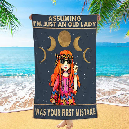 Bohemian Hippie Beach Towel - Assuming I'm Just An Old Lady - Boho Room Decor - Gift For Women