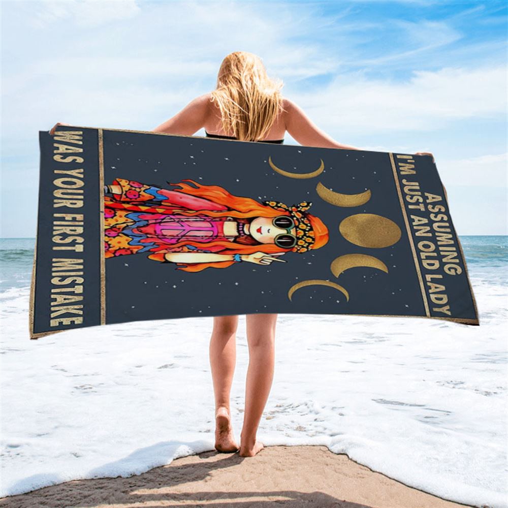 Bohemian Hippie Beach Towel - Assuming I'm Just An Old Lady - Boho Room Decor - Gift For Women
