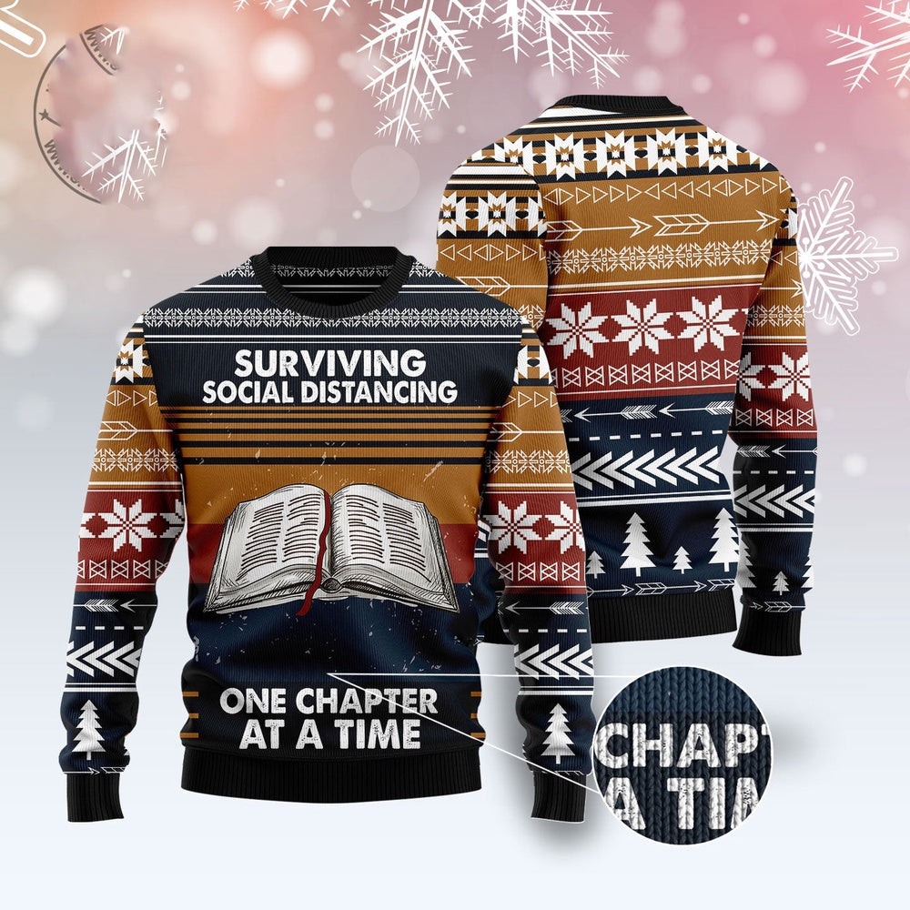 Book Retro Vintage Ugly Christmas Sweater, Funny Xmas Sweater, Sweater Xmas