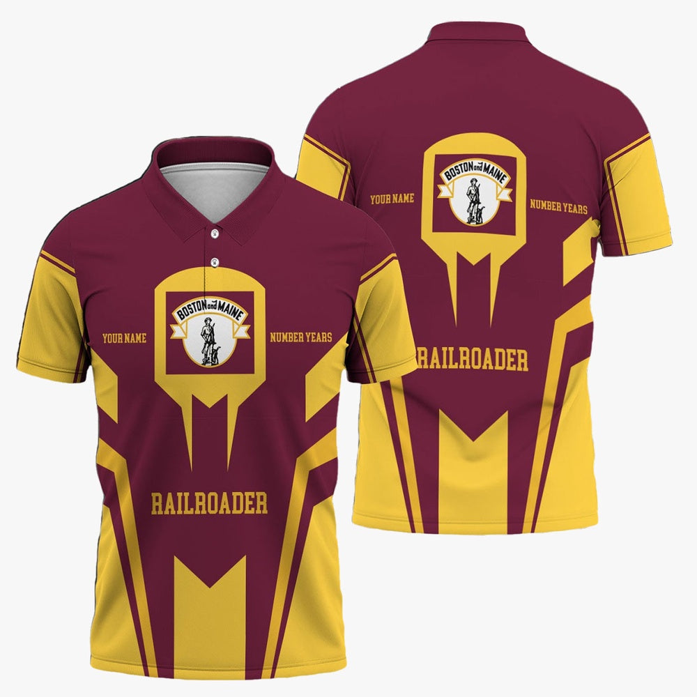 Boston and Maine Railroad Polo Shirt, Custom Year Railroader Shirt Gift Idea For Train Lover