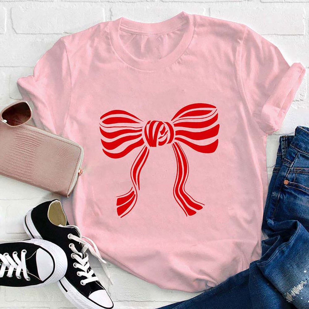Bowknot T Shirt, Merry T Shirt, Unisex Christmas Shirts