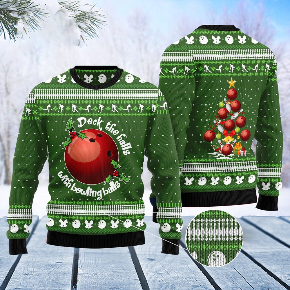 Bowling Ball Christmas Ugly Christmas Sweater, Funny Xmas Sweater, Sweater Xmas