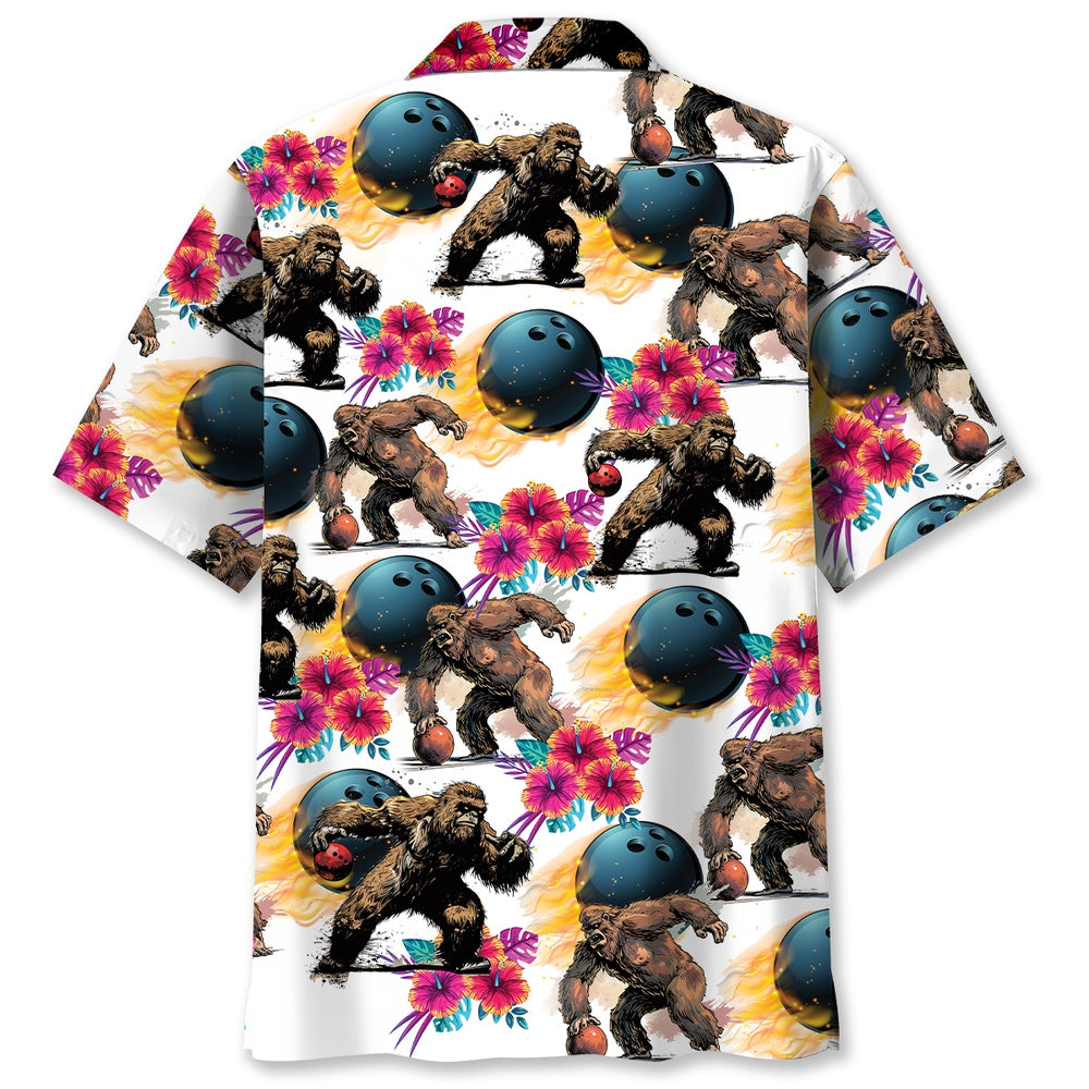 Bowling Bigfoot Hibiscus Hawaiian Shirt, Funny Hawaiian Shirt, Cool Hawaiian Shirts, Best Hawaiian Shirts
