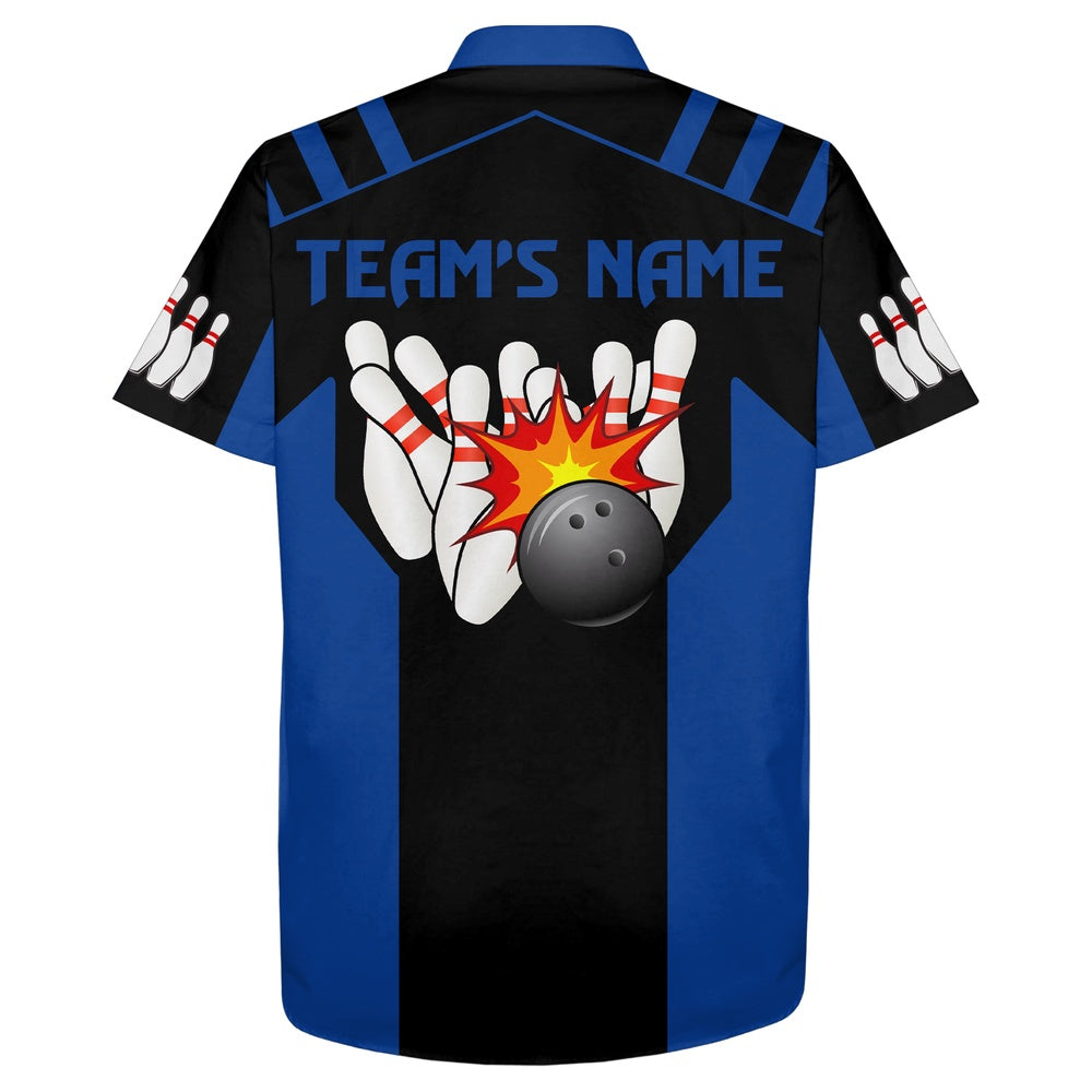 Bowling Hawaiian Shirt, Black&Blue Bowling Shirt For Men & Women, Custom Bowling Team Shirts