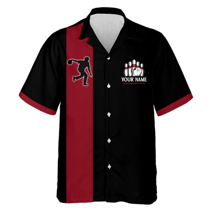 Bowling Hawaiian Shirt, Black&Red Bowling Shirt For Men & Women, Custom Bowling Team Shirts