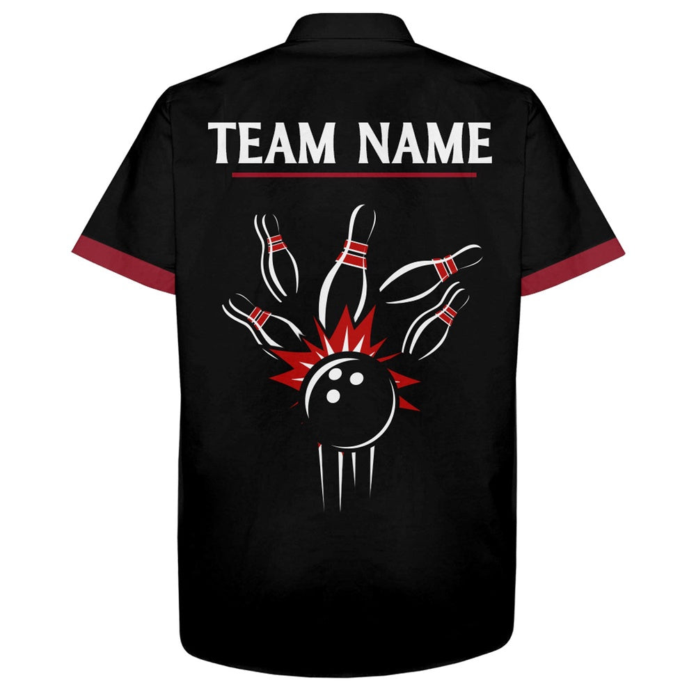 Bowling Hawaiian Shirt, Black&Red Bowling Shirt For Men & Women, Custom Bowling Team Shirts