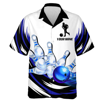 Bowling Hawaiian Shirt, Blue Bowling Shirt For Men & Women, Custom Bowling Team Shirts