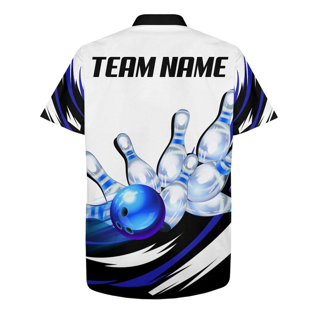 Bowling Hawaiian Shirt, Blue Bowling Shirt For Men & Women, Custom Bowling Team Shirts