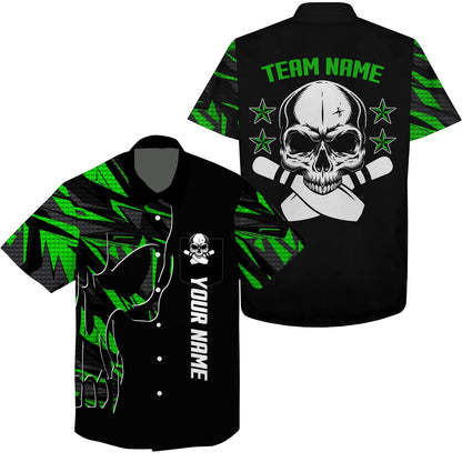 Bowling Hawaiian Shirt, Bowling Hawaiian Shirt Skull Bowling  Green, Custom Bowling Team Shirts