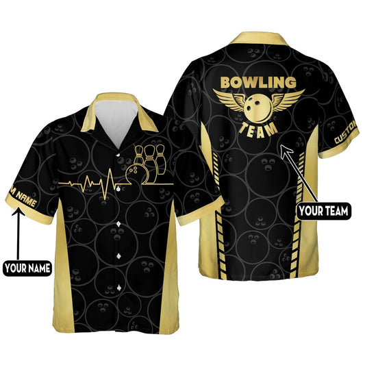 Bowling Hawaiian Shirt, Button-Down Aloha Hawaiian Shirt, Custom Bowling Team Shirts