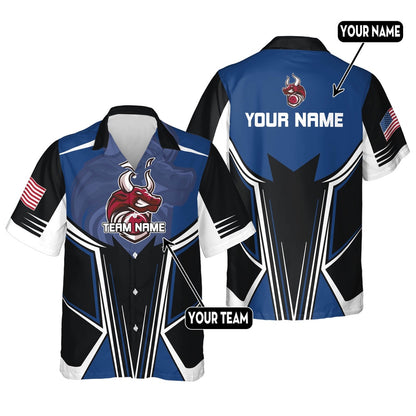 Bowling Hawaiian Shirt, Button-Down Flag Hawaiian Shirt, Custom Bowling Team Shirts