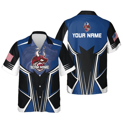 Bowling Hawaiian Shirt, Button-Down Flag Hawaiian Shirt, Custom Bowling Team Shirts