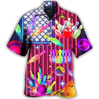 Bowling Hawaiian Shirt, Colorful Bowling Hawaiian Shirt Short Sleeve, Button Down Bowling Shirts, Bowling Shirts