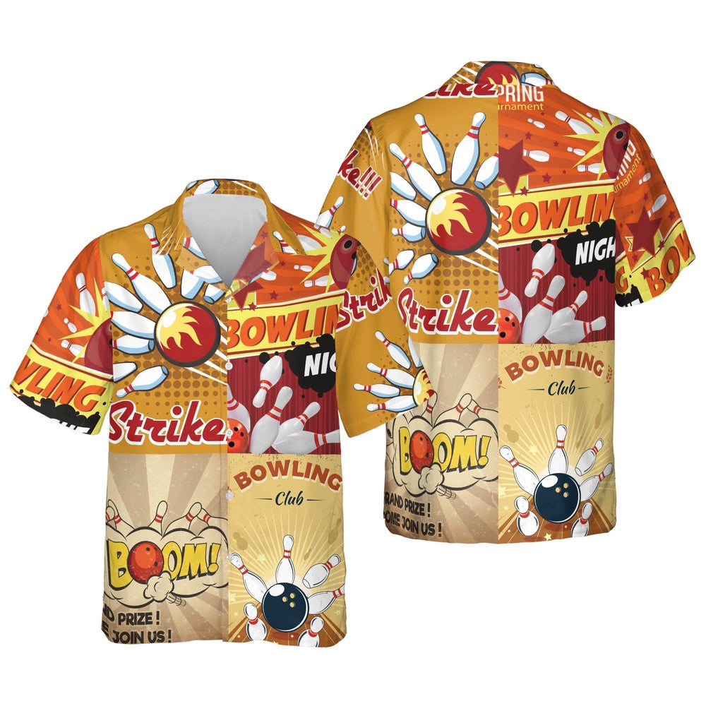Bowling Hawaiian Shirt, Funny Bowling Hawaiian Shirts, Button Down Bowling Shirts, Bowling Shirts