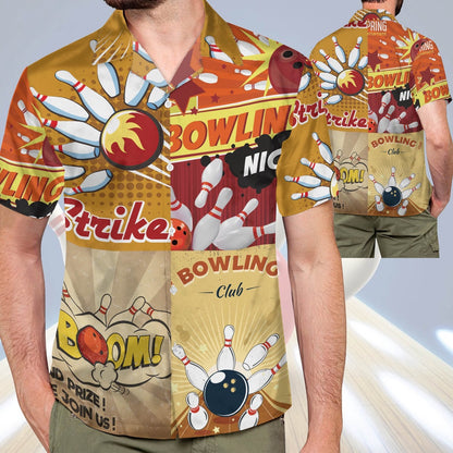 Bowling Hawaiian Shirt, Funny Bowling Hawaiian Shirts, Button Down Bowling Shirts, Bowling Shirts