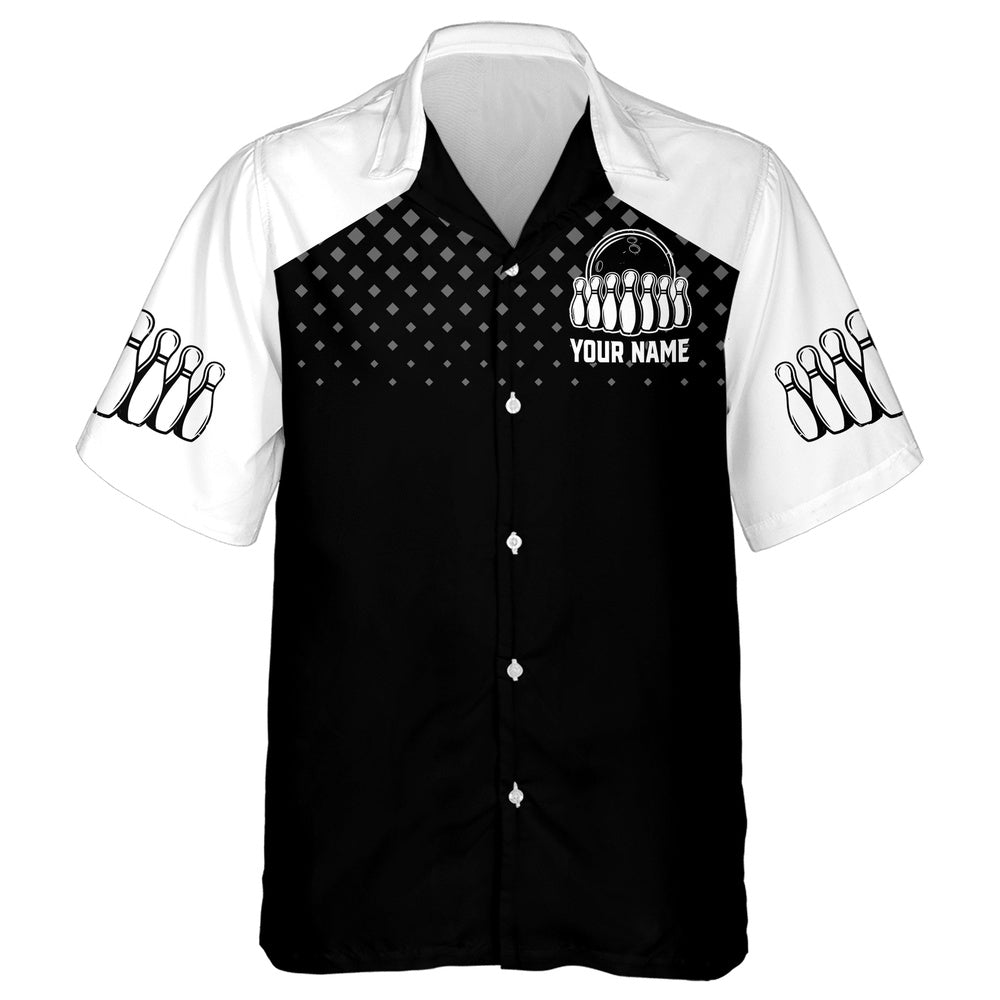 Bowling Hawaiian Shirt, Hawaiian Bowling Shirt For Men Women, Custom Bowling Jersey Black White Bowling Shirt For Team, Custom Bowling Team Shirts