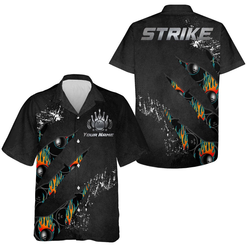 Bowling Hawaiian Shirt, Men Women, Strike Bowlers Jersey Short Sleeve Button-Down Cool Shirt, Custom Bowling Team Shirts