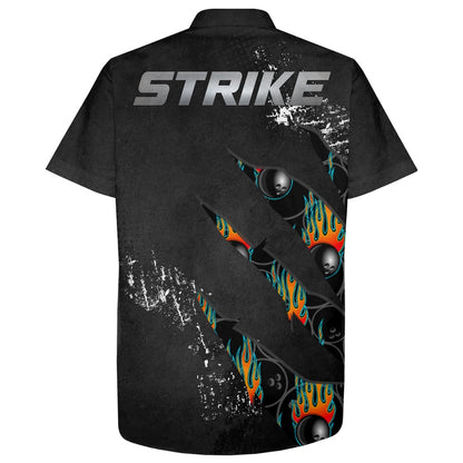 Bowling Hawaiian Shirt, Men Women, Strike Bowlers Jersey Short Sleeve Button-Down Cool Shirt, Custom Bowling Team Shirts