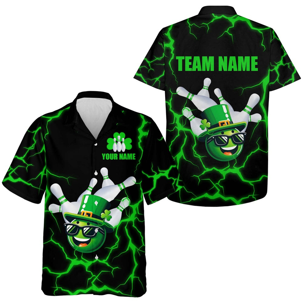 Bowling Hawaiian Shirt, Personalized Bowling Patrick Day Hawaiian Shirt For Men & Women, Custom Bowling Team Shirts