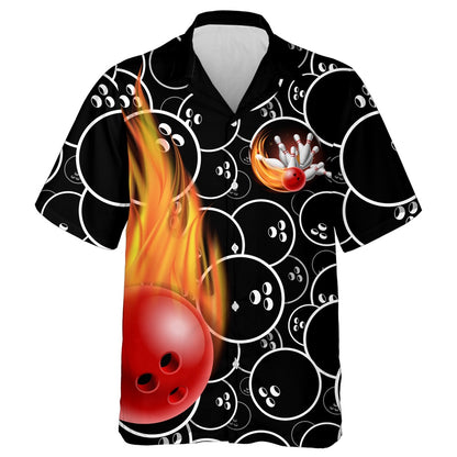 Bowling Hawaiian Shirt, Personalized Flame Hawaiian Bowling Shirt, Custom Bowling Team Shirts