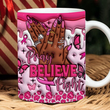 Breast Cancer Awareness Mug, 3D Breast Cancer Inflated Mug, Breast Cancer Awareness 3D Inflated Mug