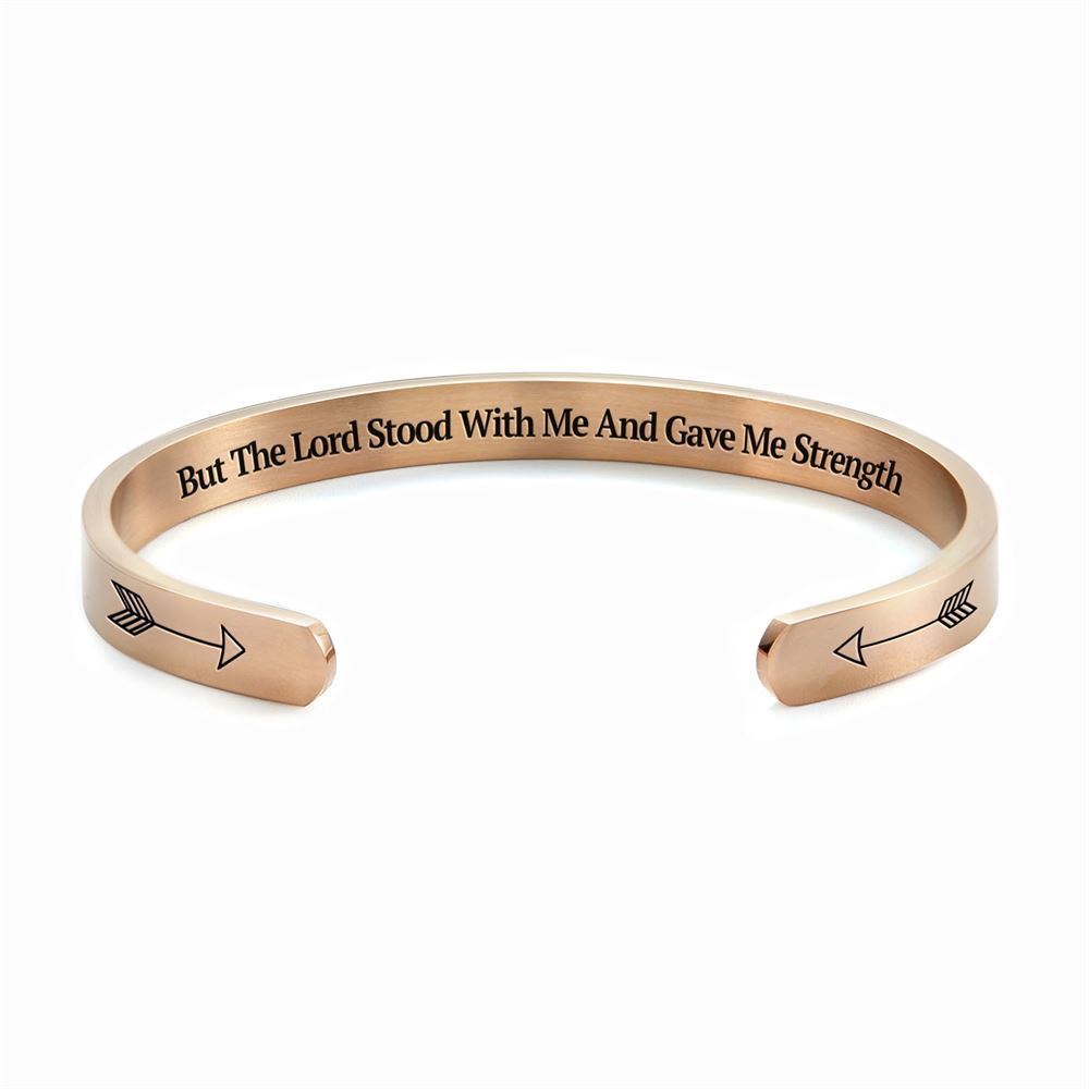 But The Lord Stood With Me And Gave Me Strength Personalized Cuff Bracelet, Christian Bracelet For Women, Bible Verse Bracelet, Christian Jewelry