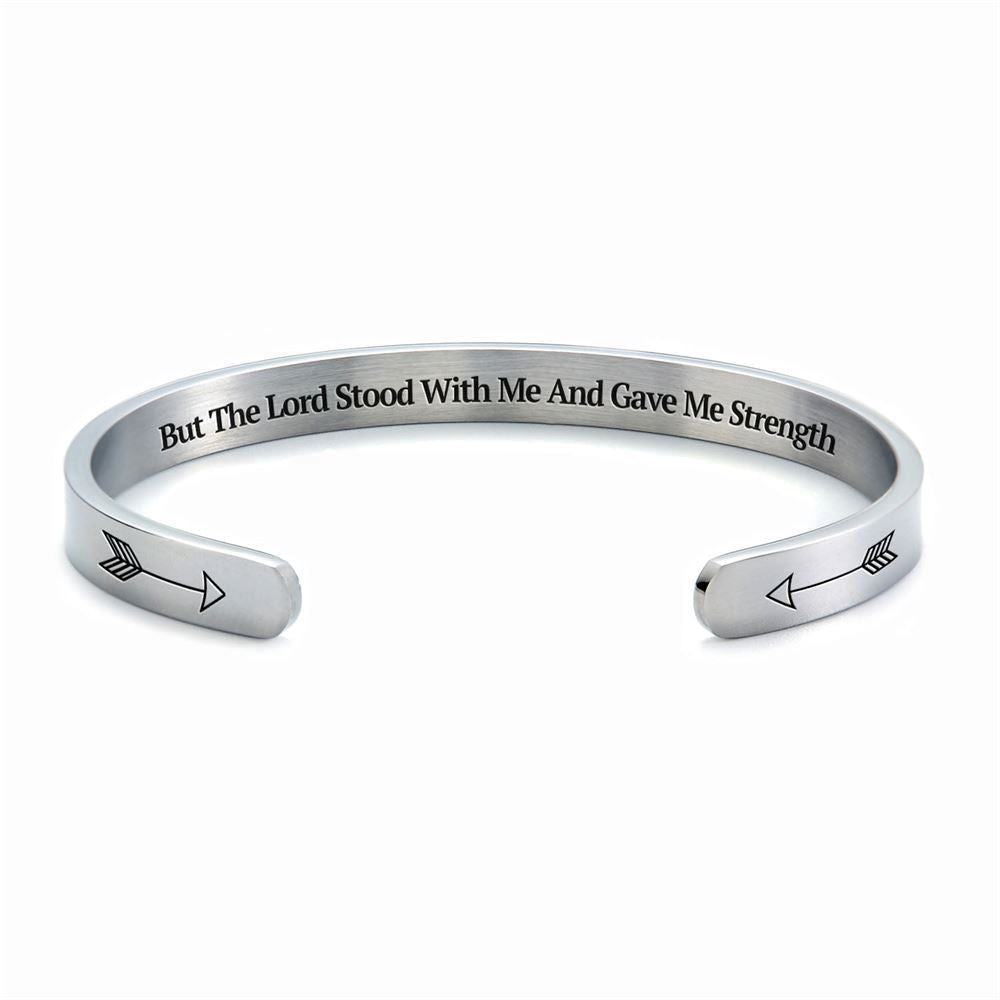 But The Lord Stood With Me And Gave Me Strength Personalized Cuff Bracelet, Christian Bracelet For Women, Bible Verse Bracelet, Christian Jewelry