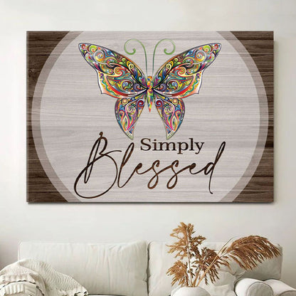 Butterflies Simply Blessed Canvas Wall Art - - Christian Wall Decor