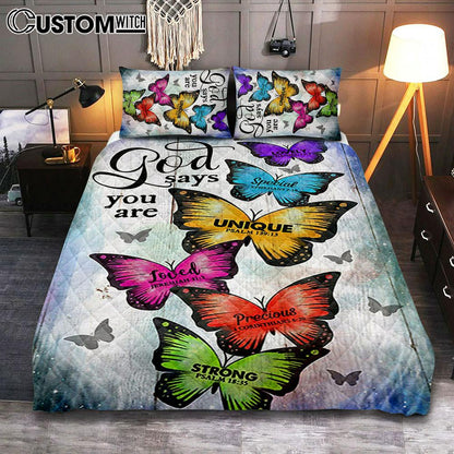 Butterfly God Says You Are Quilt Bedding Set Art 