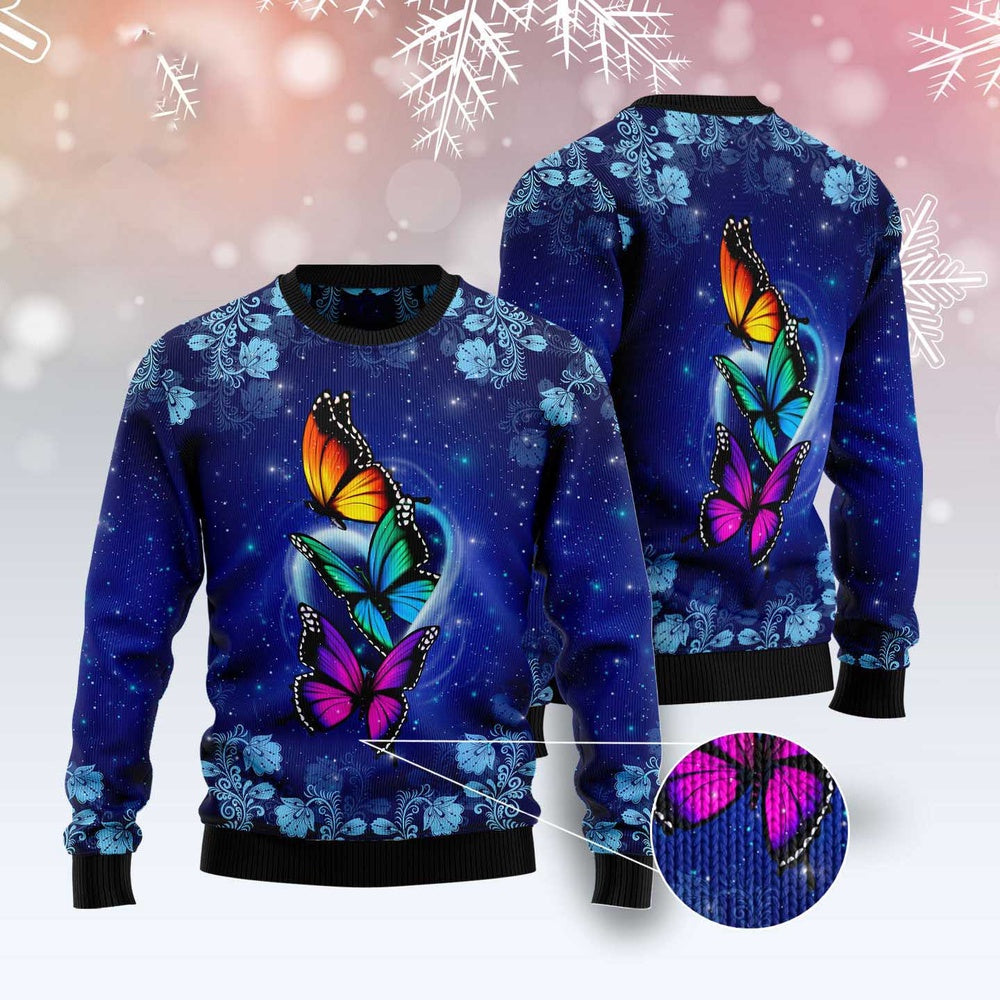 Butterfly Galaxy Ugly Christmas Sweater, Funny Xmas Sweater, Sweater Xmas
