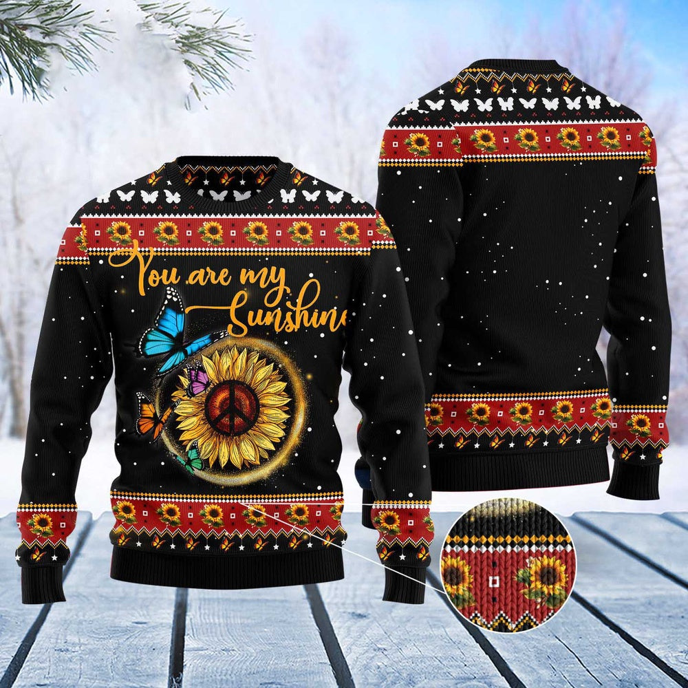 Butterfly Sunshine Ugly Christmas Sweater, Funny Xmas Sweater, Sweater Xmas