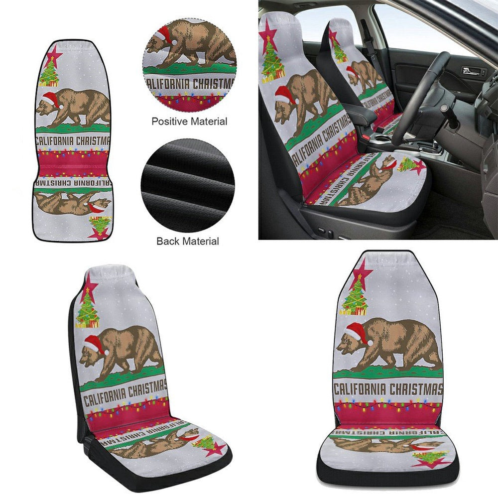 California Christmas Santa Bear Merry Christmas Cars Seat Cover, Christmas Car Seat Covers, Car Decor Gift