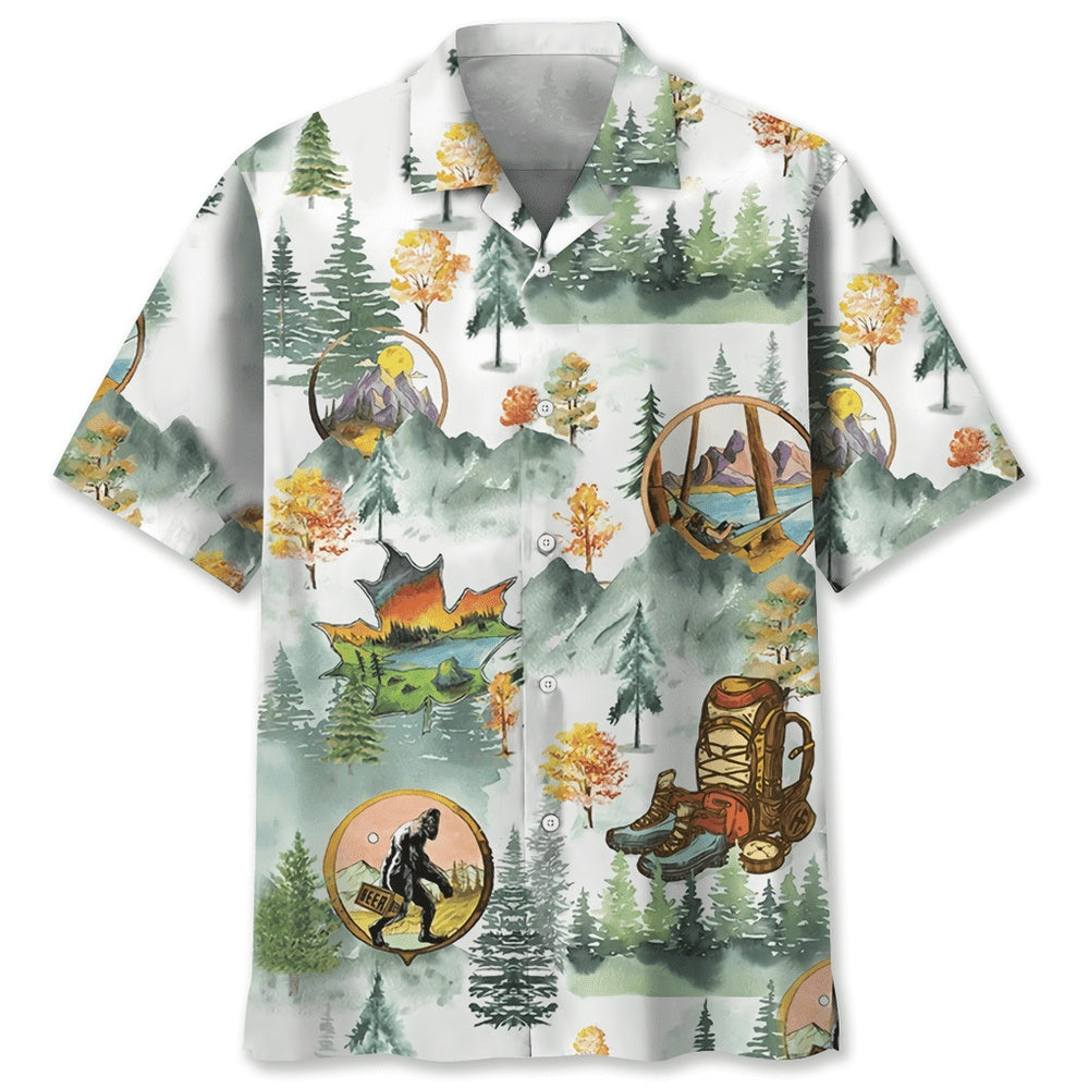 Camping Bigfoot Hawaiian Shirt, Funny Hawaiian Shirt, Cool Hawaiian Shirts, Best Hawaiian Shirts