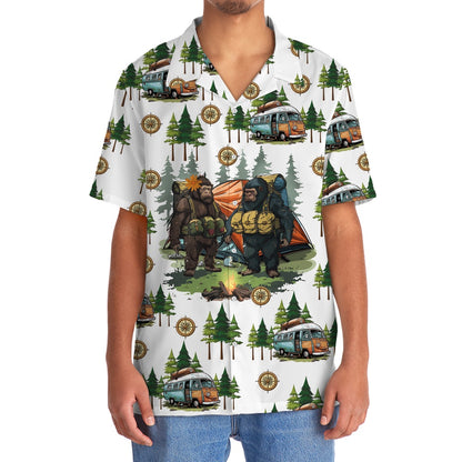 Camping Bigfoot Husband And Wife Hawaiian Shirt, Funny Hawaiian Shirt, Cool Hawaiian Shirts, Best Hawaiian Shirts