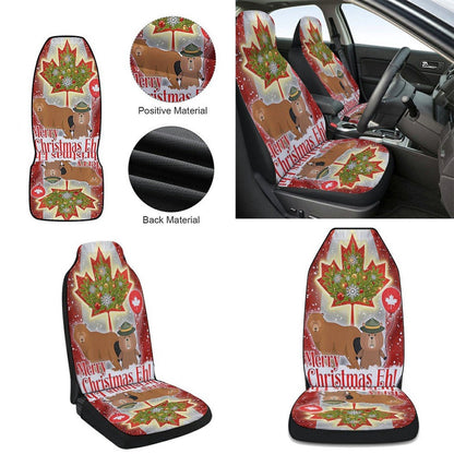 Canada Merry Christmas Eh Canada Beaver and Bear Cars Seat Cover, Christmas Car Seat Covers, Car Decor Gift