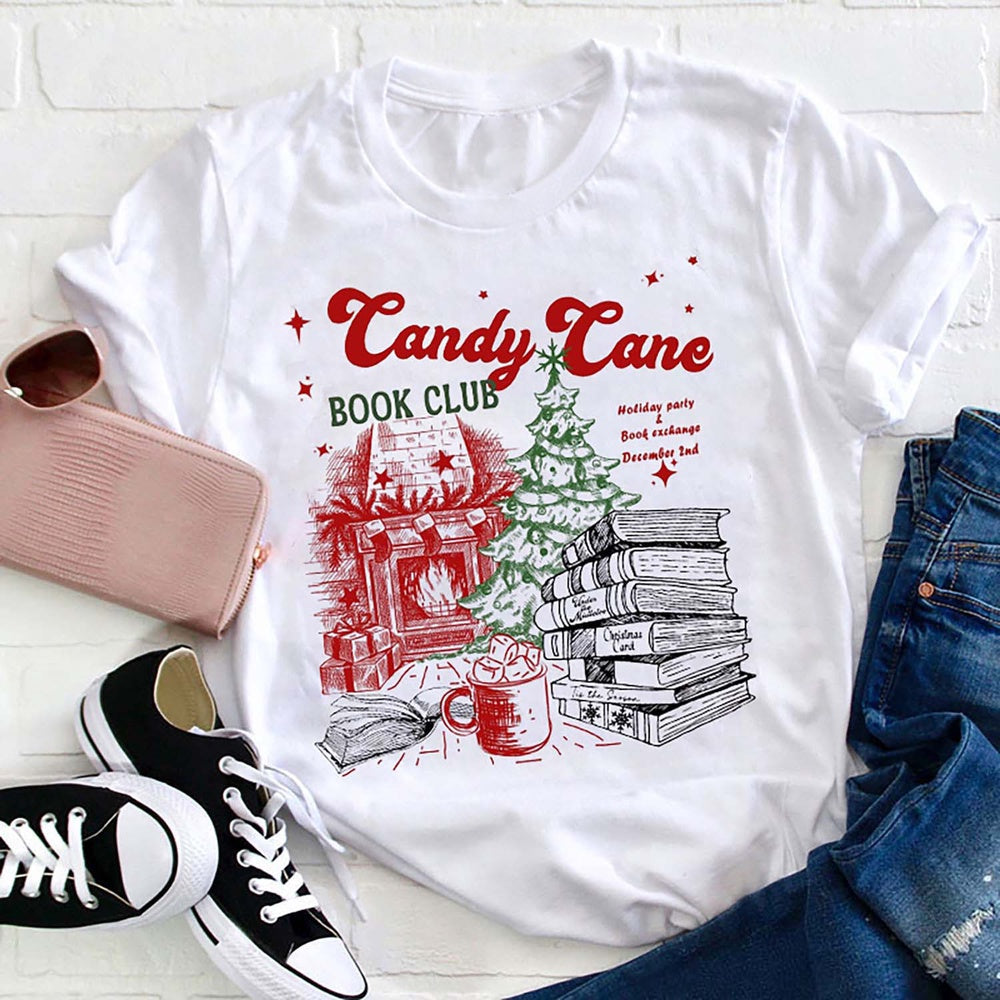 Candy Cane Book Club T Shirt, Merry T Shirt, Unisex Christmas Shirts