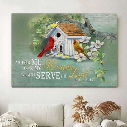 Cardinal Couple - Joshua 2415 We Will Serve The Lord Canvas Wall Art - Christian Wall Decor