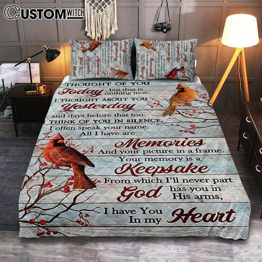 Cardinal Red Cranberry I Thought Of You Today Quilt Bedding Set Art 