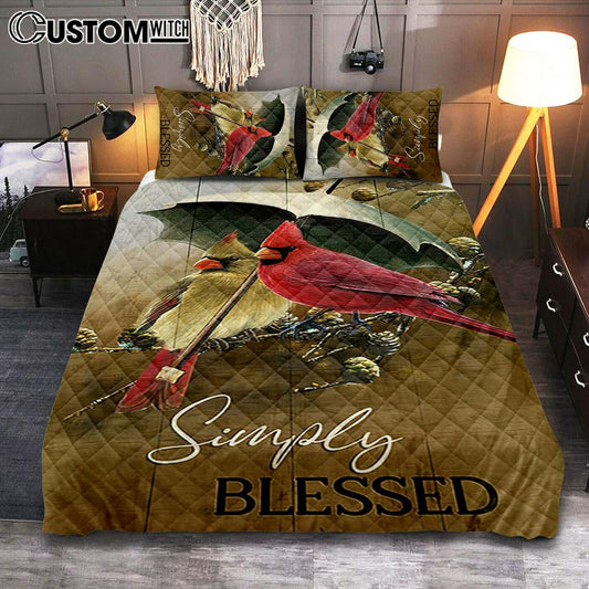 Cardinal Simply Blessed Quilt Bedding Set Art