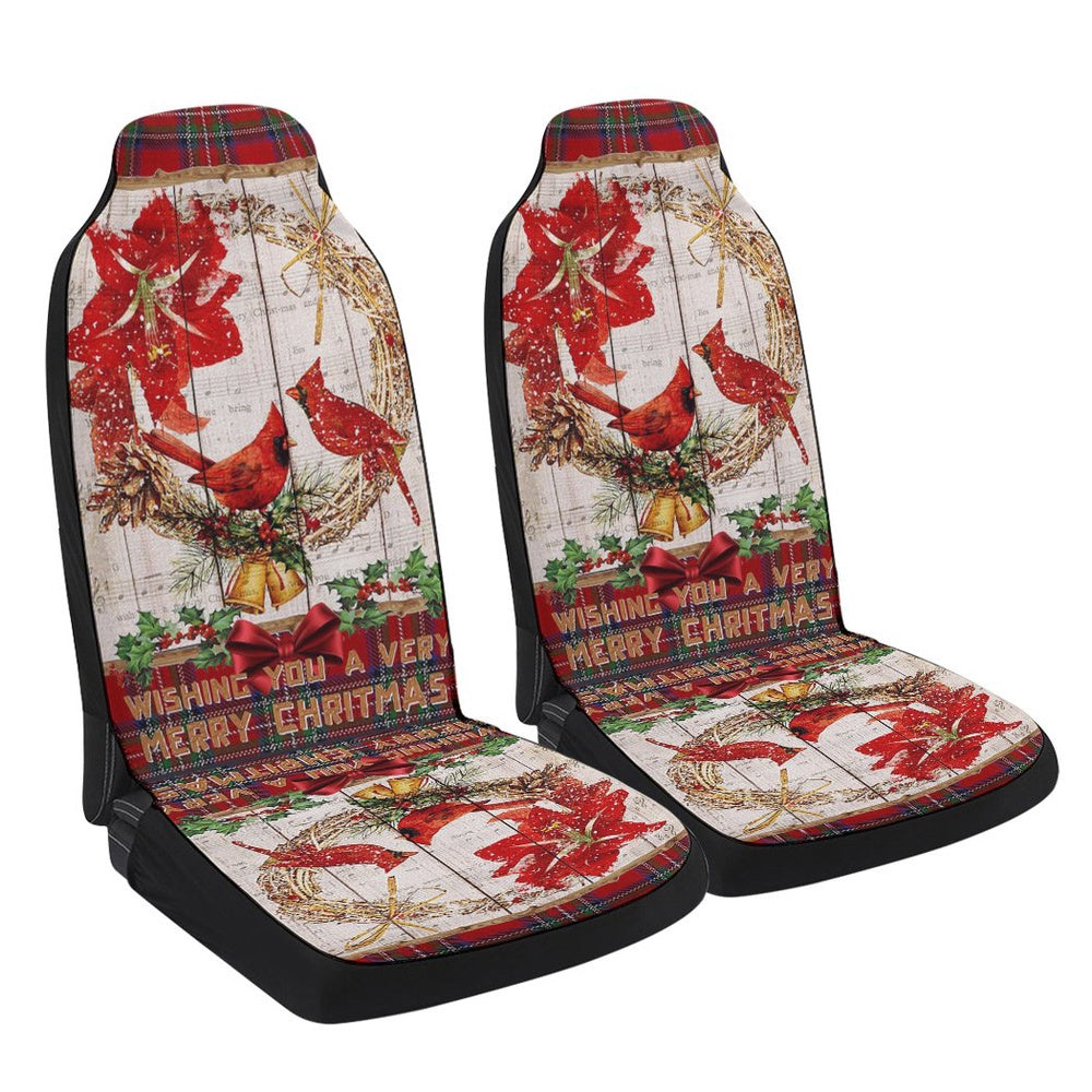 Cardinal A Very Merry Christmas Cars Seat Cover, Christmas Car Seat Covers, Car Decor Gift