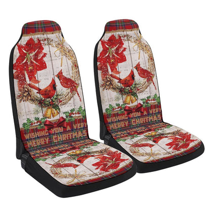 Cardinal A Very Merry Christmas Cars Seat Cover, Christmas Car Seat Covers, Car Decor Gift