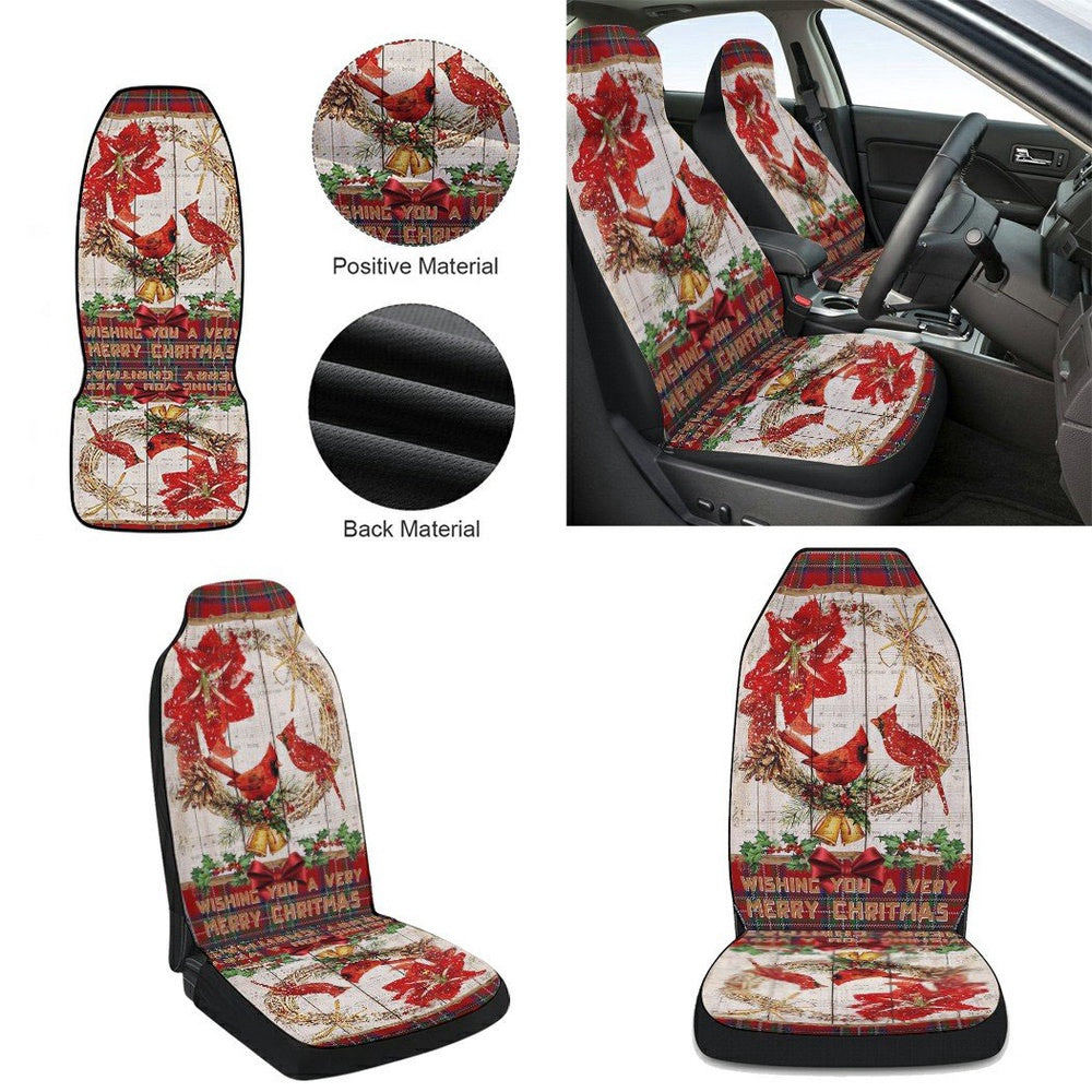 Cardinal A Very Merry Christmas Cars Seat Cover, Christmas Car Seat Covers, Car Decor Gift